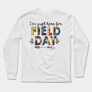 I'm Just Here For Field Day Leopard Tie Dye Last Day Of School Long Sleeve T-Shirt